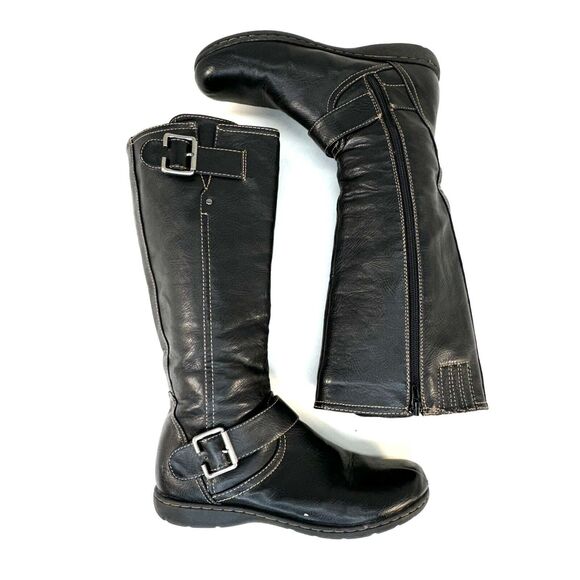 BOC Born Concept Martina II Black Leather Boots Womens 5 Riding Tall Side Zip - Picture 7 of 11